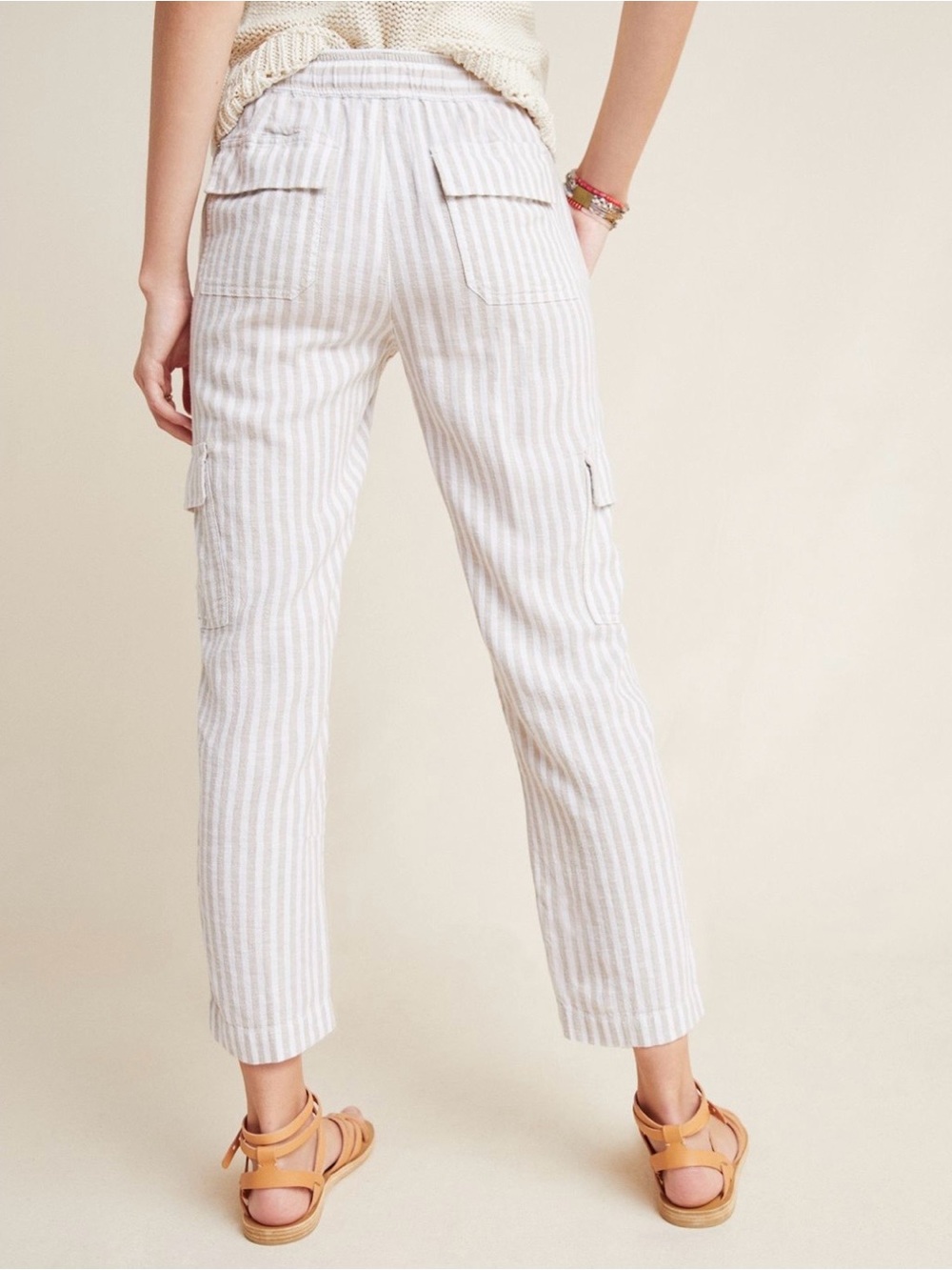 Sanctuary x Anthropologie Striped Ankle Linen Blend Cargo Pants - Size 2X